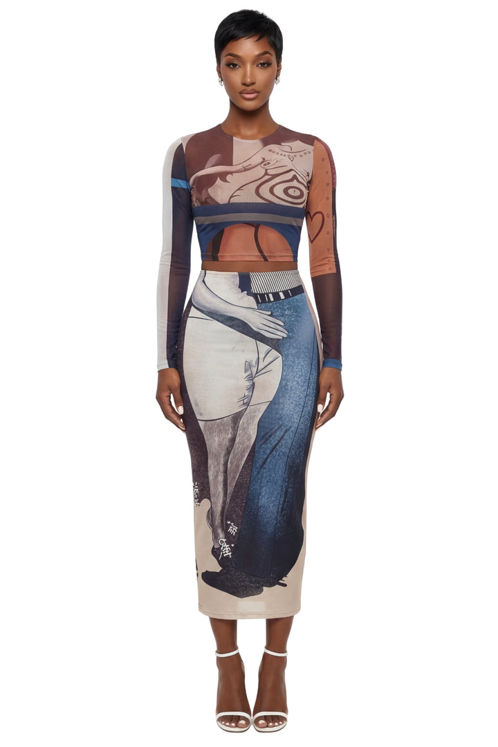 Abstract Skirt Set