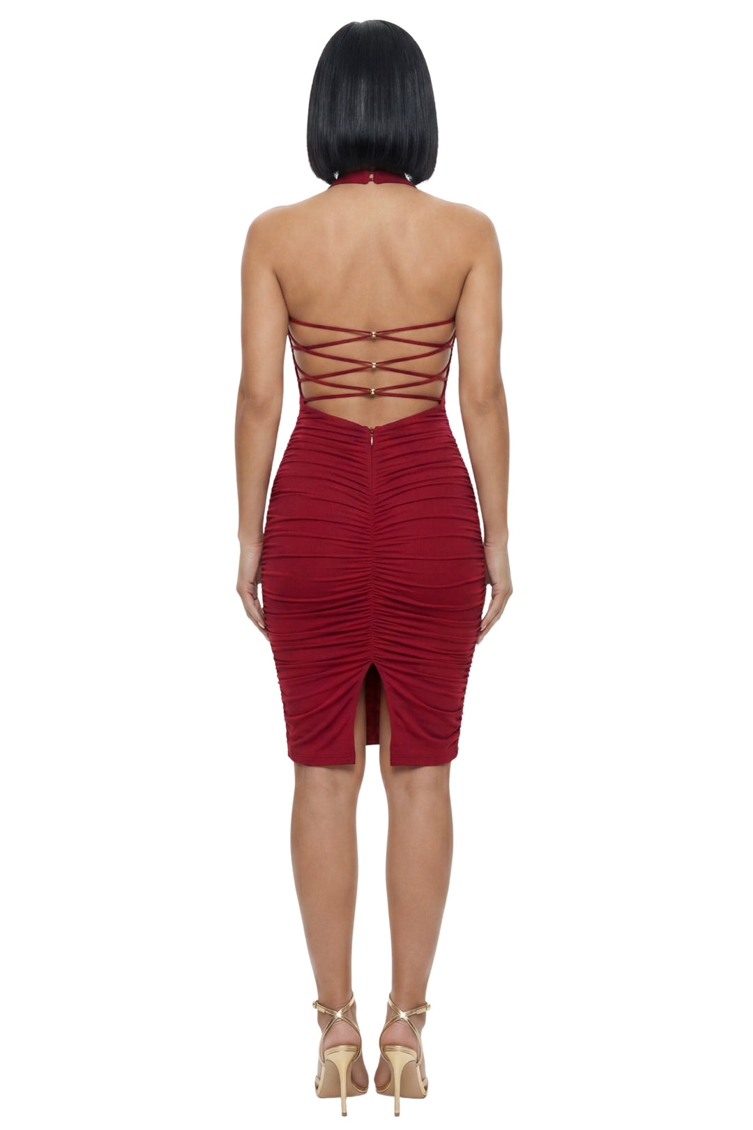 Lace Up Back Midi Dress
