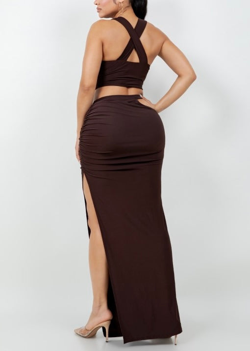 Noir Goddess Skirt Set -Black