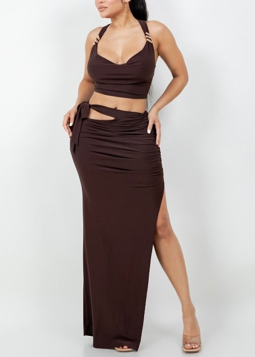Noir Goddess Skirt Set -Black