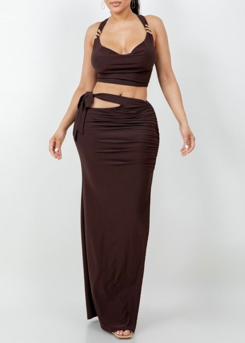 Noir Goddess Skirt Set -Black