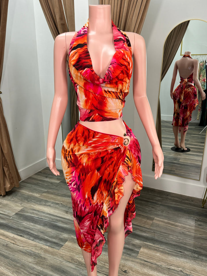 Fiery Passion Skirt Set